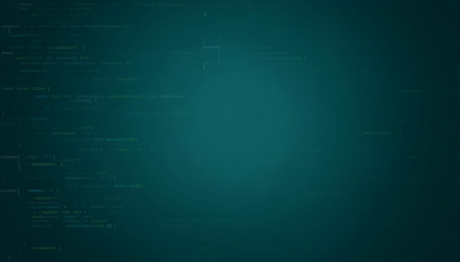 A dark teal gradient background with subtle code-like patterns, evoking an IDE workspace